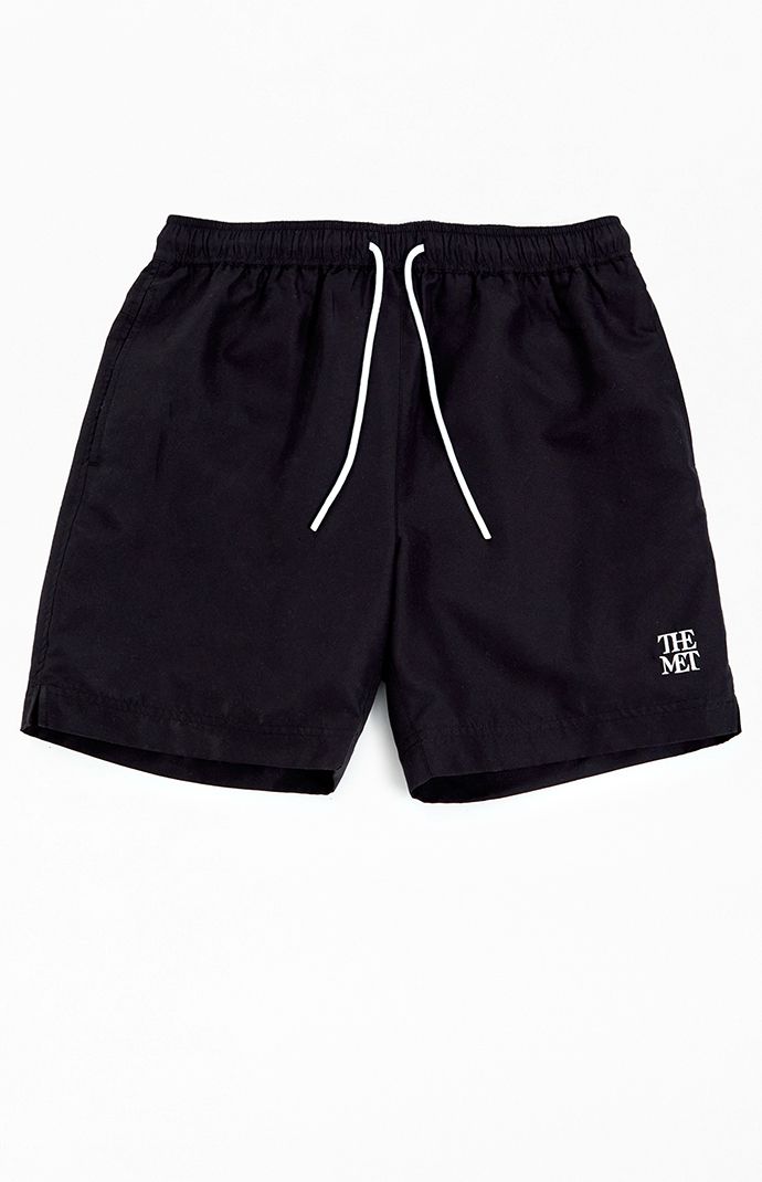 PacSun Exclusive! Dive into style with The Met x PacSun Logo 6.5" Swim Trunks, designed for the modern man of action. Featuring an elastic stretch waistline for comfort, side pockets, and welt back pockets for practicality, these trunks have The Met logo at the hem for a touch of sophistication. With a full mesh lining and lightweight nylon fabrication, they ensure quick-drying functionality without compromising on style or performance.


	Elastic stretch waistline
	Side pockets
	Welt back pockets
	The Met logo at the hem
	6.5" Inseam
	17" Outesam
	100% Polyester
	Machine washable Pacsun Logo, Black Swim Trunks, Slim Fit Cargo Pants, Curve Jeans, Jeans Kids, Kids Swimwear, Slim Fit Pants, Man Swimming, Skirted Swimwear