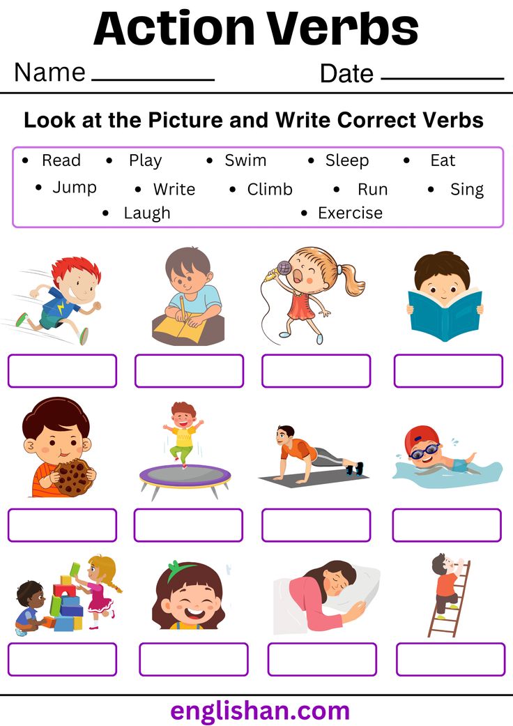 an english worksheet with the words action verbs and pictures to describe them