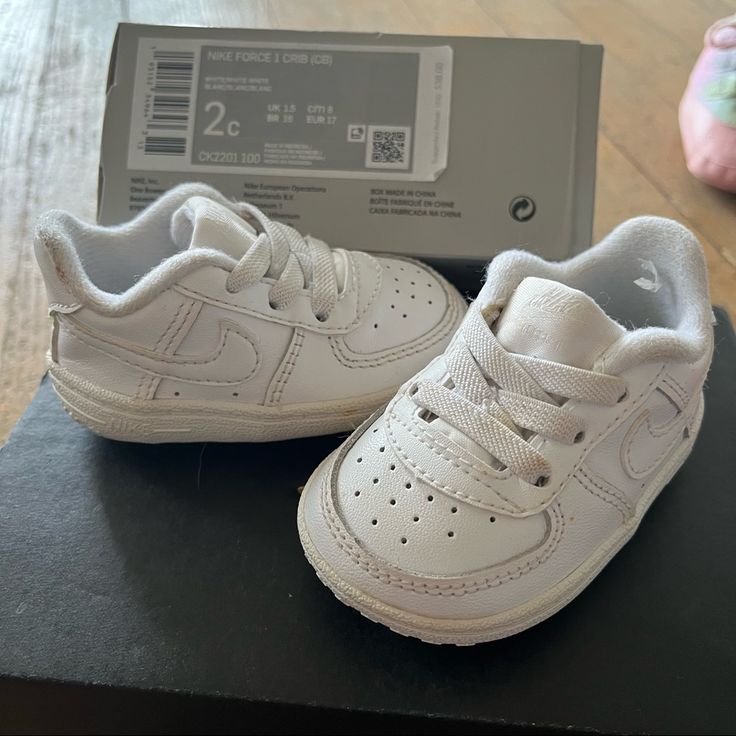 Size 2c Air Force Ones. Brand New In The Box. Casual Nike Sneakers For Playtime, White Scratch-resistant Sneakers For Playtime, Nike White Sneakers For Playtime, White Nike Sneakers For Play, Batman Bebe, Baby Staff, Air Force Shoes, Nike Baby, Air Forces