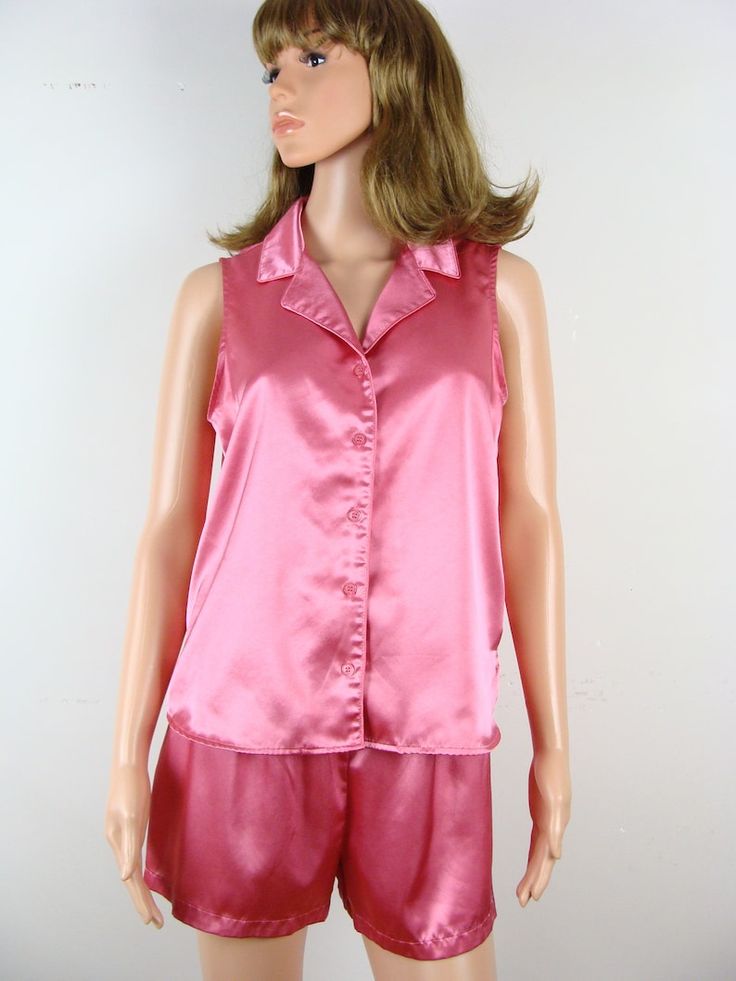 Vintage Satin Pajama Set 90s Valerie Stevens Sleevless Top Shorts Size Medium Pink Silky Pjs Elegant Loungewear Luxurious Sleepwear - Etsy Pink V-neck Pajama Party Set, Pink V-neck Sets For Pajama Party, Summer Satin V-neck Sets, Pink Satin V-neck Sleepwear, Pink Sleeveless Sleepover Sets, Satin Sleeveless Top For Loungewear, Sleeveless Satin Top For Loungewear, Pink Sleeveless Pajama Party Sets, Pink Sleeveless Satin Sleepwear