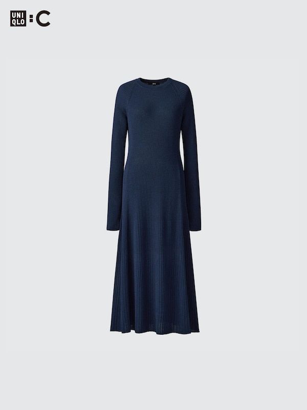 Merino Blend Ribbed Dress | UNIQLO US Aw 2023, Uniqlo Store, Ribbed Dress, Ribbed Dresses, Styling Ideas, Helmut Lang, 2023 2024, Long Length, Online Purchase