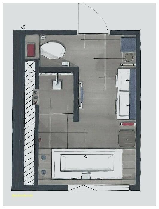 an overhead view of a bathroom and living room