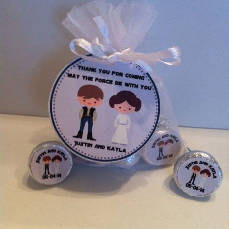 two personalized wedding favors in a bag