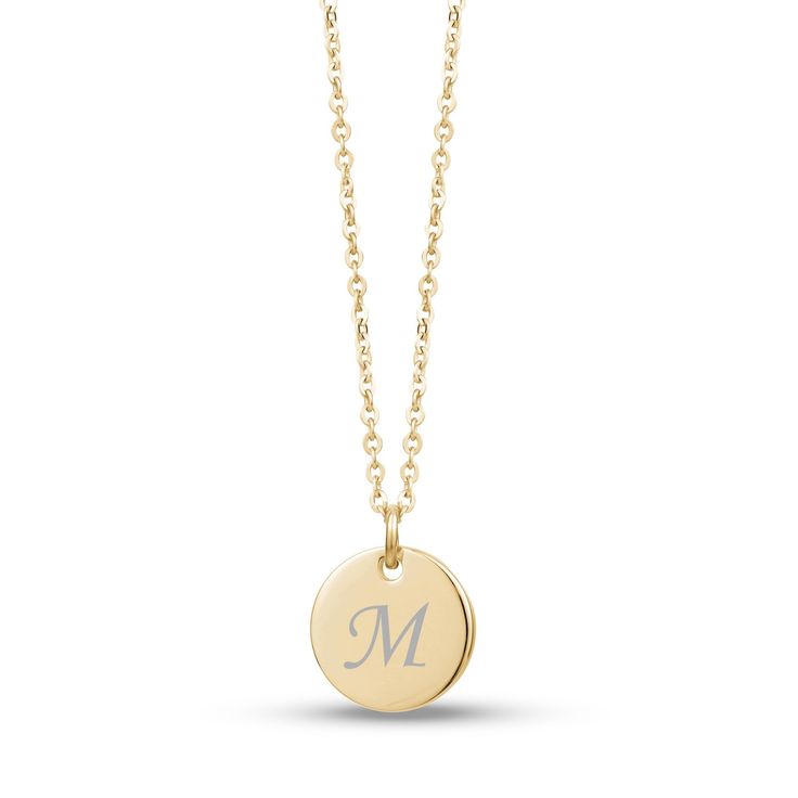 This necklace can be a true statement piece. The stainless steel chain has an understated look, but that is an intentional design choice. The streamlined chain allows the pendant to shine. This is not an ordinary pendant. As an initials pendant, the surface can be fully personalized for you or someone you love. Because this initials pendant is made out of stainless steel, you can take comfort in knowing that it will wear well over time. The chain and disc can be ordered in gold and silver finish Minimalist Gold Stainless Steel Name Necklace, Minimalist Stainless Steel Initial Necklace For Everyday, Everyday Stainless Steel Initial Necklace, Minimalist Pendant Initial Necklace For Personalized Gift, Minimalist Initial Pendant Necklace As Personalized Gift, Minimalist Initial Pendant Necklace For Personalized Gift, Elegant Personalized Stainless Steel Chain Necklace, Modern Initial Pendant Charm Necklace For Everyday Wear, Modern Everyday Charm Necklaces With Initial Pendant