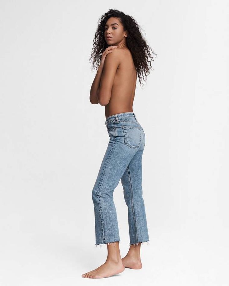 A classic archival piece. Maya is our high-rise slim flare, cut from a rigid denim in Farrow: a mid indigo, sunny blue wash - delicately distressed to perfection. Gentle, waist-hugging, slim fit with a flared leg. Cut off hem and a button fly. rag & bone Women's Relaxed Fit Cropped Mid Indigo Jeans | Farrow, 23 (also in 24,25,26,27,28,29,30) Indigo Jeans, Cropped Flare Jeans, Modern Wardrobe, Cropped Flares, Raw Denim, Rag And Bone, Boyfriend Fit, Athletic Fits, Jeans For Sale