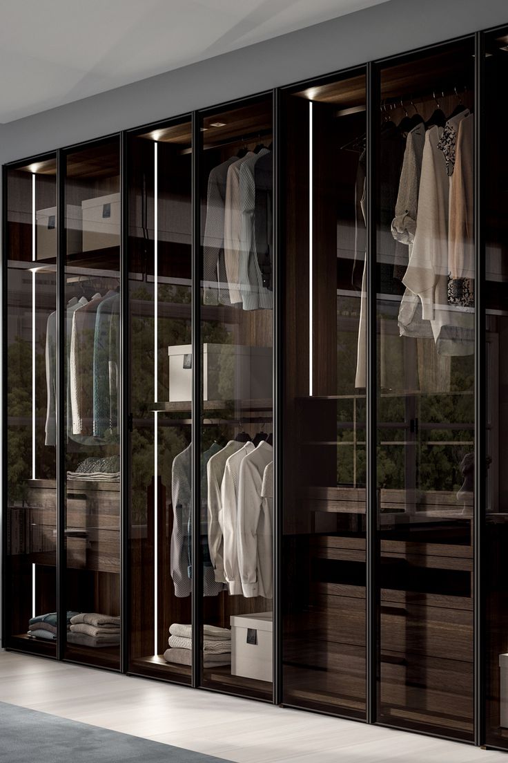 an image of a walk in closet with glass doors