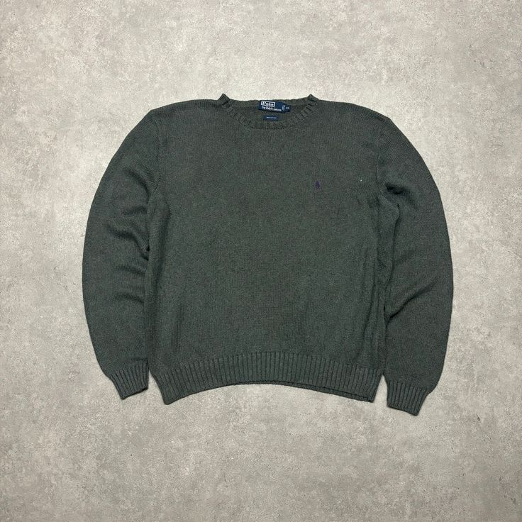 Vintage Polo Ralph Lauren grey knitted sweater Size - X-Large Width - 27' Length - 28' Gray Knit Crew Neck Sweater, Gray Textured Knit Crew Neck Sweater, Gray Knitted Crew Neck Top, Gray Crew Neck Sweater With Knit Fabrication, Classic Gray Knitted Sweater, Gray Knit Sweater With Crew Neck, Classic Gray Soft Knit Sweater, Classic Soft Knit Gray Sweater, Casual Gray Wool Sweater