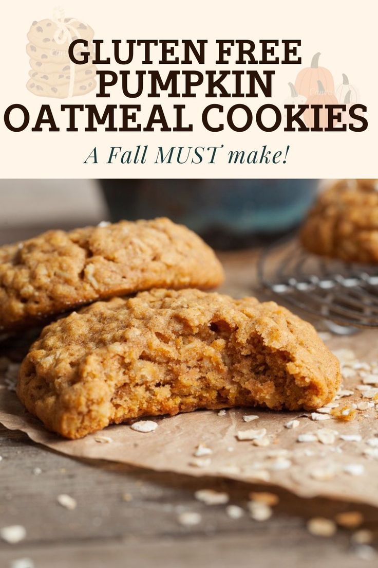 gluten - free pumpkin oatmeal cookies with text overlay