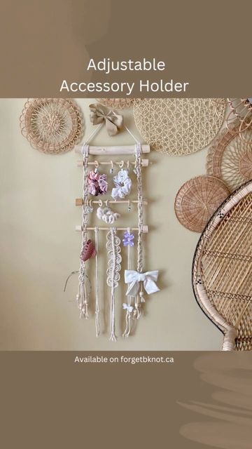 an image of a wall with many items on it and the words, adjustable accessory holder available