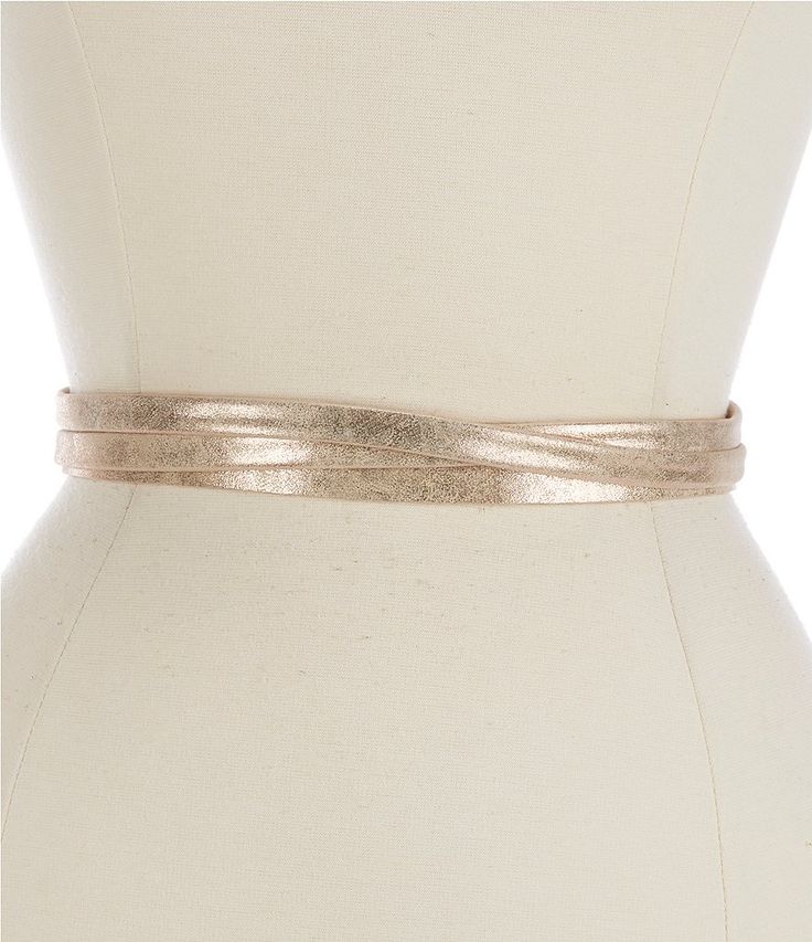 ADA 0.86" Metallic Leather Skinny Wrap Belt | Dillard's Adjustable Formal Rope Belt, Adjustable Rope Belt For Formal Occasions, Adjustable Rope Belt For Formal Wear, Elegant Rope Belt For Spring, Chic Adjustable Rope Belt, Adjustable Gold Belt For Evening, Adjustable Gold Party Belt, Adjustable Formal Sash Belt, Adjustable Belt For Formal Occasions In Spring