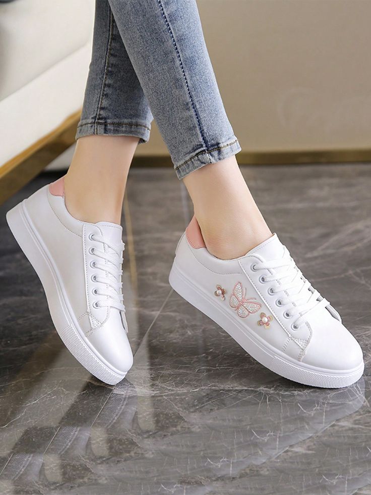 Women's Butterfly & Floral Embroidered Flat Sneakers, Lightweight & Comfortable Casual Shoes, Fashionable Outdoor Flat Shoes Pink Sporty        Women Shoes, size features are:Bust: ,Length: ,Sleeve Length: Spring Sneakers With Embroidered Round Toe, Spring Embroidered Sneakers With Round Toe, Spring Embroidered Round Toe Sneakers, Casual Embroidered Canvas Shoes With Round Toe, Embroidered Low-top Canvas Shoes For Spring, Casual Embroidered Canvas Shoes For Spring, Low-top Embroidered Canvas Shoes For Spring, Low-top Canvas Shoes With Embroidered Logo For Spring, Spring Low-top Canvas Shoes With Embroidered Logo