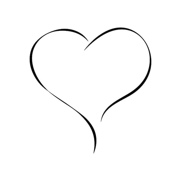 a black and white heart drawn in the shape of a line on a white background