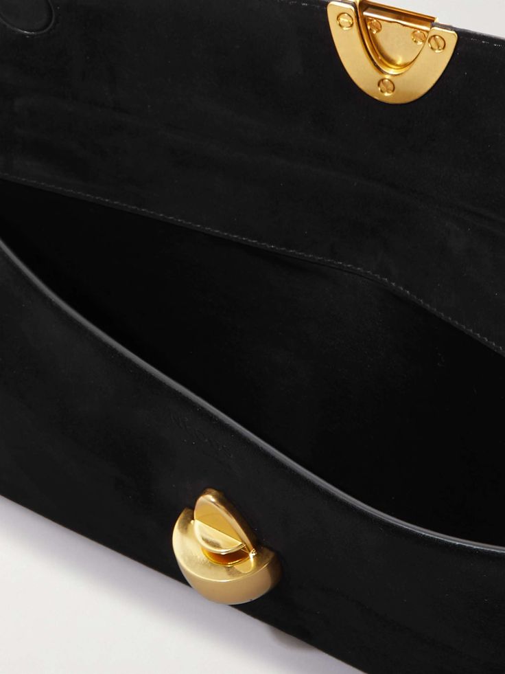 Elegant Suede Office Bag, Elegant Office Clutch, Modern Formal Bag With Suede Lining, Elegant Structured Clutch For Formal Occasions, Elegant Structured Formal Clutch, Elegant Suede Business Bags, Luxury Structured Clutch, Evening Suede Bag With Magnetic Closure, Elegant Suede Bags With Gold-tone Hardware