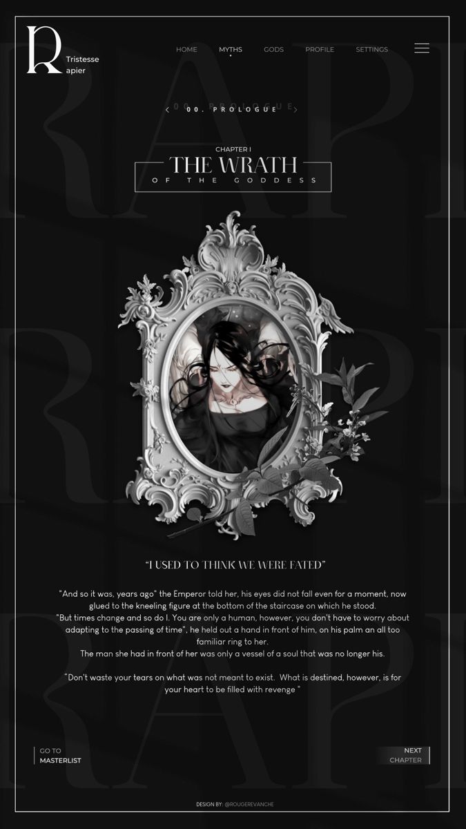 the website design for an art gallery, featuring black and white images with ornate frames