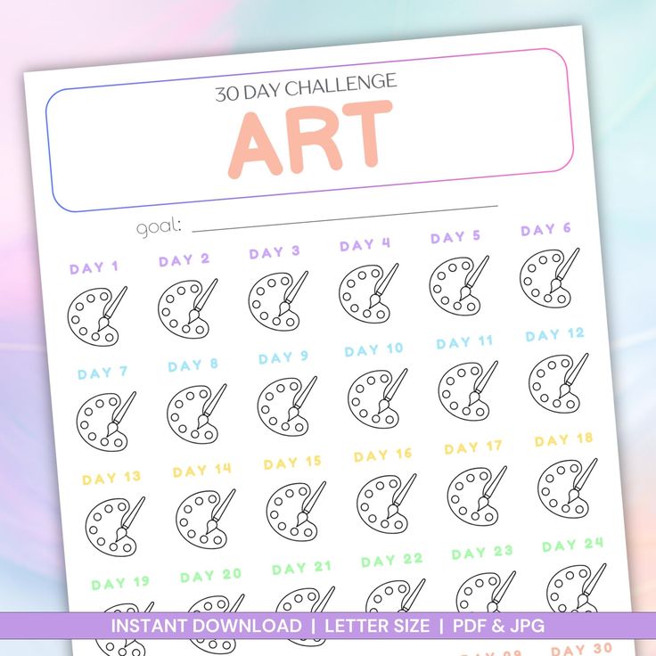 the 30 day challenge sticker sheet for art