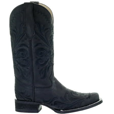 Elegant, classic, and beautiful. This is the ideal black boot with sensual embroidery that highlights your silhouette. Along the length of the 11-inch shaft is a black embroidery pattern that highlights the elegance. This beautiful boot should be in any closet. Size: 9B.  Gender: female.  Age Group: adult.