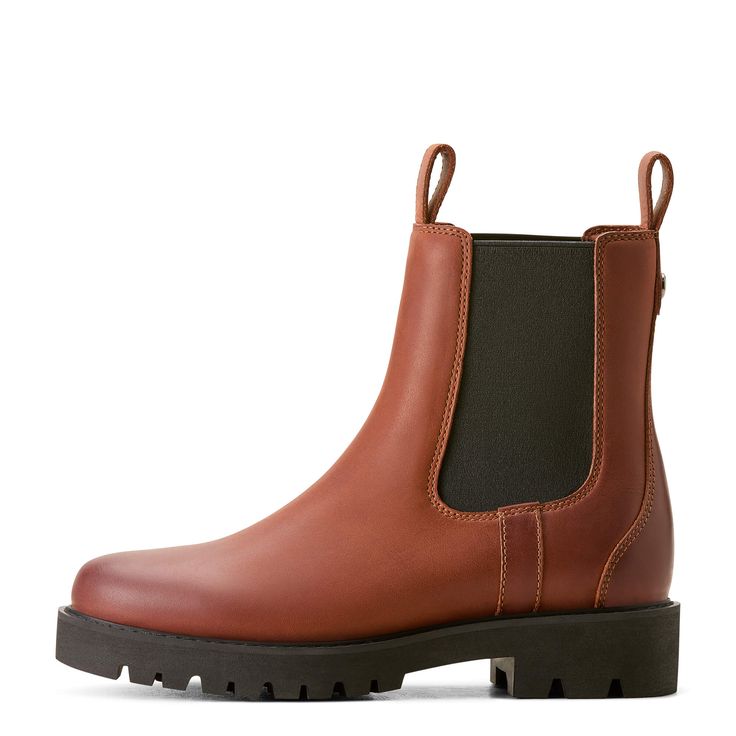 Our chunkiest sole, our comfiest boot, now more sophisticated than ever. Incredibly lightweight and fully waterproof, the slightly taller shaft height brings a refined look to any outfit, and double pull-tabs make it easy to slip on and off. Wexford Lug Mid Waterproof Chelsea Boot | Product Features : 0 : ATS® technology provides ergonomic support on uneven terrain, 1 : DRYShield™ waterproof breathable construction, 2 : Removable All Day Cushioning insole, 3 : Lightweight sole made with SMARTLIT Classic Fall Moto Boots For Outdoor, Leather Footbed Work Boots For Outdoor Work In Fall, Classic Waterproof Boots For Fall Outdoor Activities, Rugged Ankle Waterproof Boots For Fall, Fall Waterproof Moc Toe Boots With Reinforced Heel, Brown Waterproof Ankle Moto Boots, Waterproof Boots With Reinforced Toe For Winter Workwear, Round Toe Boots For Outdoor Work In Fall, Classic Waterproof Boots For Fall Outdoor