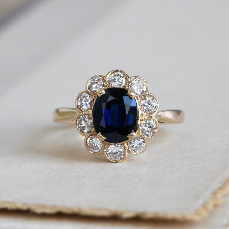 Vintage Sapphire Engagement Ring 1920s Art Deco Diamond, Vintage Sapphire Ring, Twilight Blue, Vintage Sapphire, Diamond Halo Ring, Blue Sapphire Diamond, Dream Engagement Rings, Alternative Engagement Rings, Ring Crafts