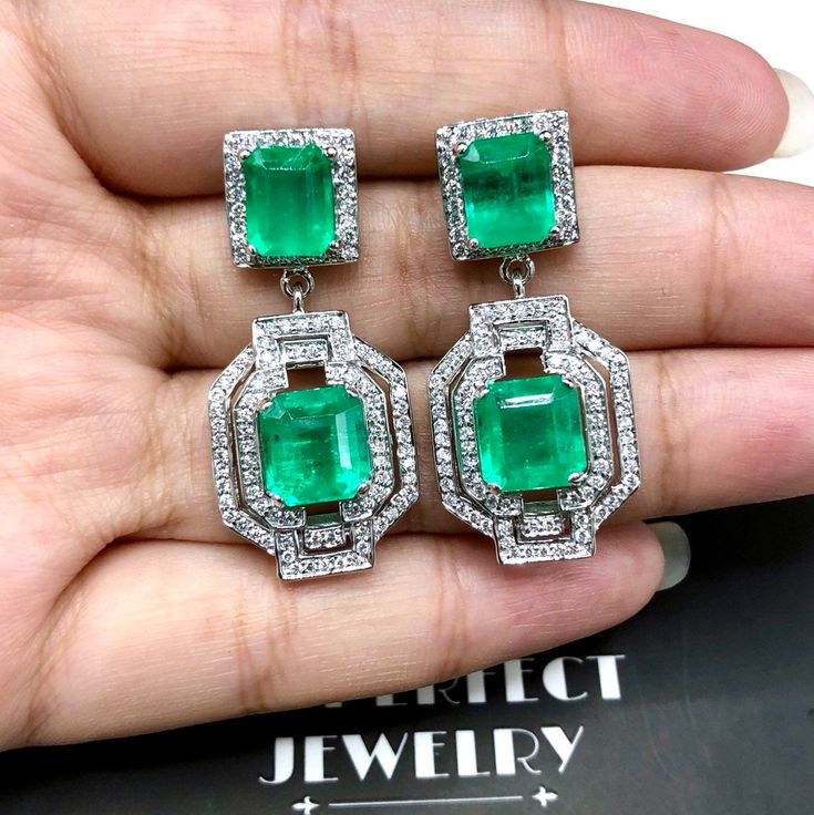 "IN STOCK, READY FOR SHIPPING! ENJOY OUR WORRY-FREE SERVICE AND THE DAZZLING, GENUINE JEWELRY WE DESIGN AND HANDCRAFT WITH LOVE❤️ ONE OF A KIND HANDCRAFTED EARRINGS! READY FOR SHIPPING! GIFT WRAP AVAILABLE! FREE UPS EXPRESS! \"You will get the best emeralds from one of the most experienced emeralds wholesalers in the world -- So Perfect Jewelry\" ONE OF A KIND HANDCRAFTED EARRINGS. BEYOND PRECIOUS! STUNNING, Art Deco, 11.46TCW, Certified COLOMBIAN Emerald earrings. UNIQUE DESIGN! ONE OF A KIND! Luxury Gia Certified Jewelry For Evening, Luxury Diamond Gemstone Earrings For Party, Exquisite Platinum Jewelry With Matching Earrings, Luxury Gemstone Bridal Earrings, Luxury Gemstone Bridal Earrings For Party, Luxury Gemstone Bridal Earrings For Formal Occasion, Luxury White Gold Chandelier Earrings For Formal Occasions, Luxury Hallmarked Dangle Jewelry, Luxury Emerald Diamond Earrings