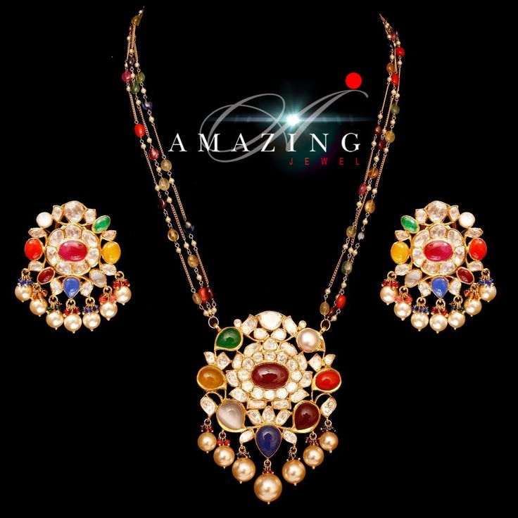 Semi Precious Navratna Stone Set Jewelry |Indian Wedding Jewelry Set | Multistone Polki Set| Indian Traditional Jewelry | Navratna jewelry Material : Silver Gemstone: Semi Precious Navratna Stone Stone colour: Multi colour Primary colour: Gold Earring Closure: Screw back and clips Size- Earring : Width: 20mm Length: 20mm Nacklace: 300mm Pendant: Width: 50mm Length: 60mm Silver Intricate, hand crafted, Pure Silver Polki Pendent and Earring Set, studded with high quality Semi Precious Navratna Sto Luxury Gold Necklaces For Navratri, Luxury Tilla Earrings For Navratri, Affordable Meenakari Jewelry For Festive Season, Luxury Multicolor Jewelry For Navratri, Elegant Multicolor Hand Set Bridal Sets, Elegant Multicolor Bridal Sets For Festive Occasions, Fusion Style Diamond Kundan Necklace For Wedding, Fusion Style Jewelry Sets For Reception, Elegant Multicolor Bridal Sets With Stone Work