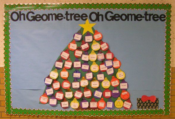 a bulletin board with a christmas tree on it