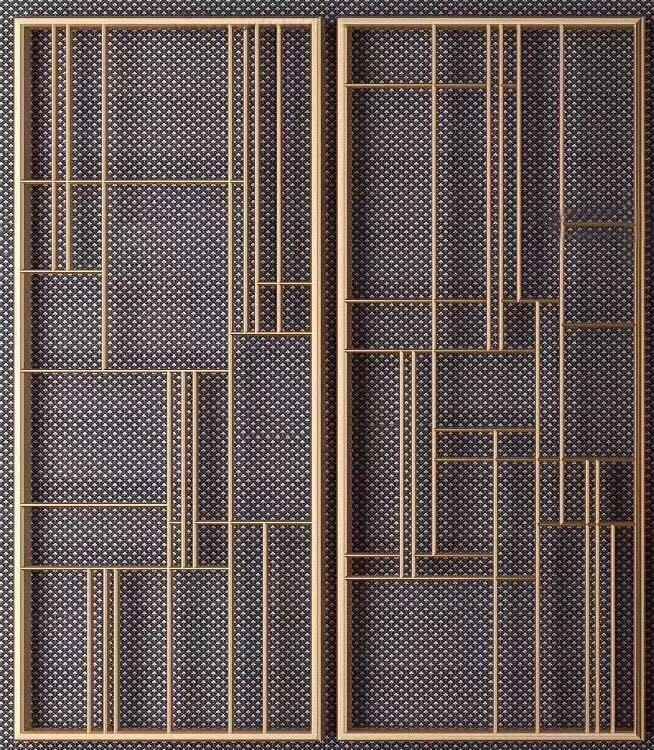 an art deco wallpaper design in gold and blue