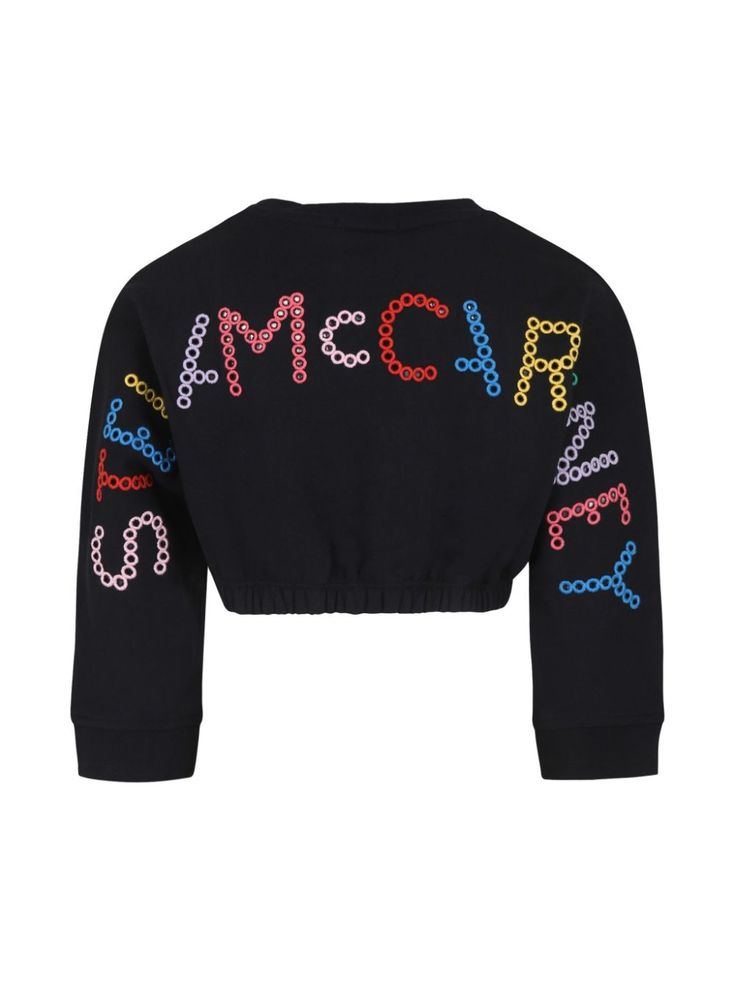 black/multicolour organic cotton jersey texture embroidered logo to the rear ribbed band collar crew neck long sleeves ribbed cuffs cropped elasticated hem This item is made from at least 50% organic materials. Dress With Jean Jacket, Baby Boy Accessories, Bold Logo, Dolce And Gabbana Kids, Logo Sweatshirt, Organic Materials, Buy Buy, Kids Logo, Girls Black