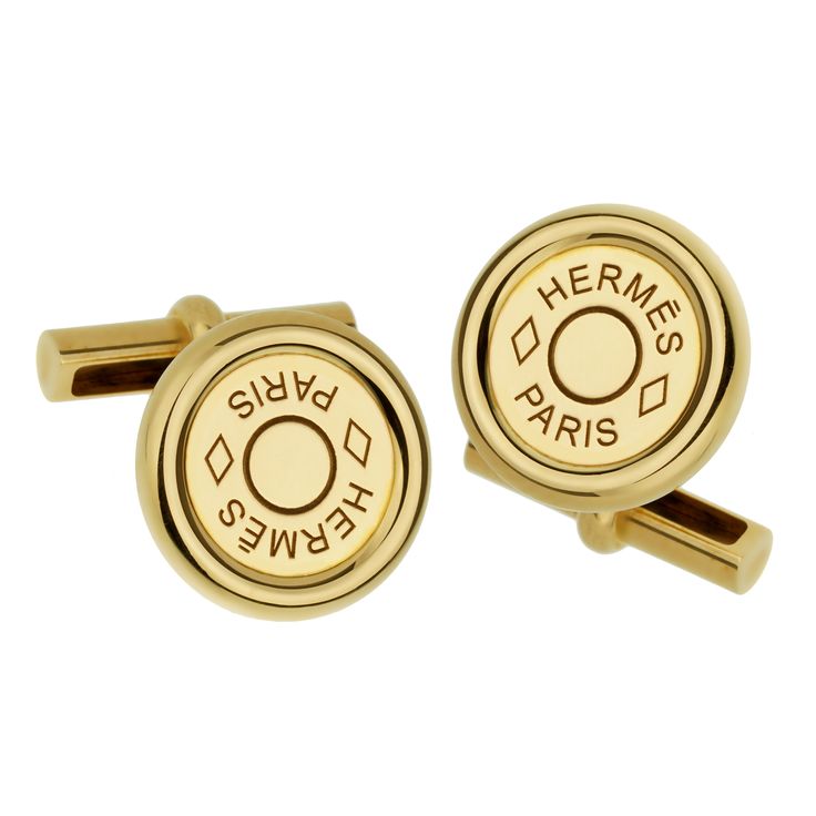 Hermes Paris Clou de Selle Large Vintage Yellow Gold Cufflinks 0003204 Hermes Jewelry, Gold Cufflinks, Vintage Cufflinks, Hermes Paris, Round Design, Jewelry Business, Vintage Yellow, Cuff Links, Everyday Wardrobe