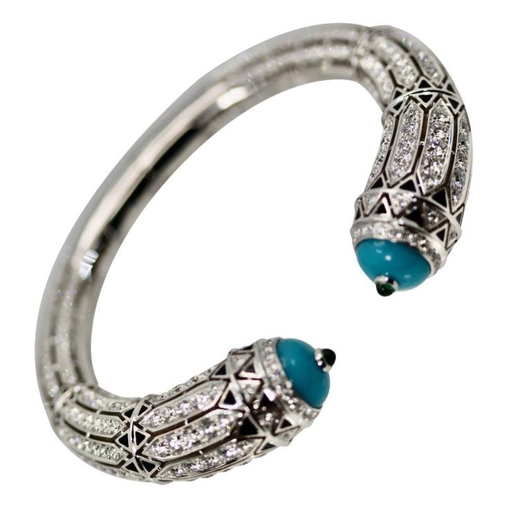 Check out this item from 1stdibs! Cartier High Jewelry Diamond Turquoise Bracelet Deco Inspired 12.73 Carat: https://www.1stdibs.com/id-j_21410722 Cartier Luxury Gemstone Jewelry, Luxury Cartier Gemstone Jewelry, Luxury Turquoise Bracelets With 17 Jewels, Luxury Blue Cuff Bracelet, Turquoise Bangle Bracelet For Formal Occasions, Elegant Turquoise Bangle For Formal Occasions, Formal Turquoise Bangle Bracelet, Luxury Silver Cartier Bracelets, Luxury Turquoise Bangle Bracelets