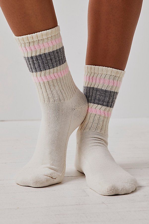 Classic sporty crew socks featured in a wide ribbed design with striped details at the ankle.* Calf-high rise* Comfortable fit Casual Striped Stretch Socks, Sporty Everyday Cotton Socks, Retro Cotton Socks For Winter, Cheap Striped Sporty Socks, Striped Tube Socks, Retro Striped Cotton Socks, Retro Stripes, Tube Socks, Crew Socks