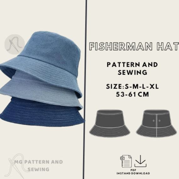 fisherman hat pattern and sewing size 3 - 5m - l xl 5361cm