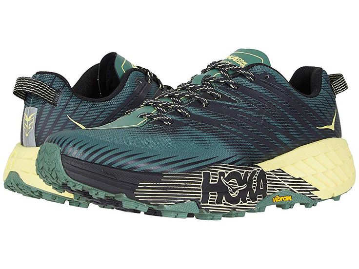 Hoka One One Speedgoat 4 - Men's Shoes : Myrtle/Limelight : Attack all kinds of technical terrain with the updated Hoka One One Speedgoat 4 Shoes. Trail-running shoes that are grippy on the uphill and secure on the downhill. Predecessor : Speedgoat 3. Stability : Neutral; allows the foot to adopt its natural placement. Cushioning : Balanced, modest cushioning for a more connected ride. Surface : Trail. Differential : 4 mm. Inspired by world-class endurance runner Karl Meltzer (a.k.a. Speedgoat K Green Lace-up Sneakers For Outdoor Activities, Green Lace-up Trail Running Shoes For Outdoor Activities, Green Lace-up Synthetic Trail Running Shoes, Green Synthetic Lace-up Trail Running Shoes, Green Lace-up Walking Shoes With Boost Midsole, Sporty Green Lace-up Hiking Boots, High-top Trail Running Shoes With Branded Insole, Green Running Shoes For Hiking, Sporty Walking Shoes With Elastic Laces For Trail Running