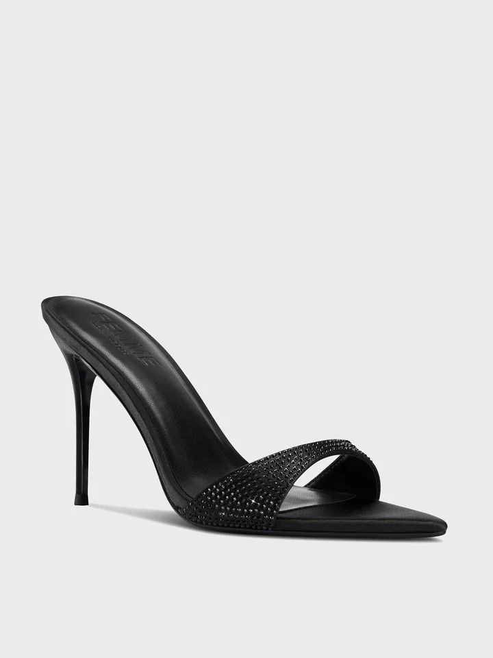 Kaia 100 Diamonds - Noir Crystal – Femme LA Pointed Heels, Caicos Islands, Turks And Caicos Islands, Lace Boots, Boot Sandals, Stiletto Heel, Uganda, Stiletto Heels, Slip On