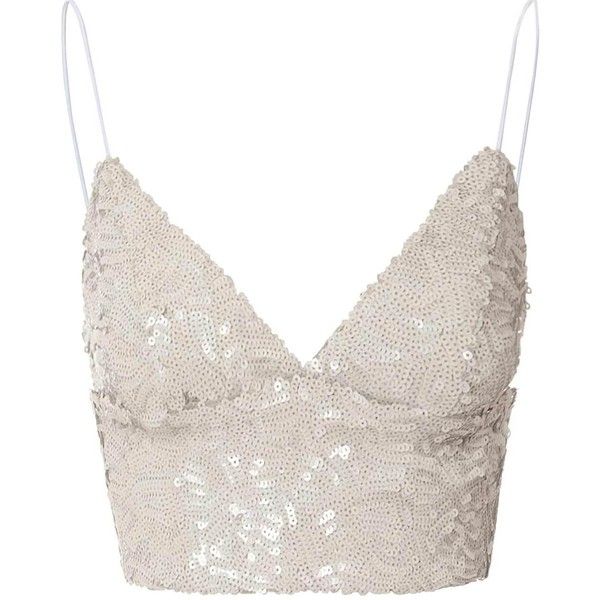 Sand Sequin Cropped Bralet (1.825 RUB) ❤ liked on Polyvore featuring tops, crop tops, shirts, bralet, beige, v neck tops, bralette tops, sequin crop top, sequin shirt and sequin top White Bralette Top, White Sequin Top, Beige Crop Top, Cropped White Shirt, Crop Tops Shirts, Beige Crop Tops, V Neck Crop Top, Party Crop Tops, Bralet Tops