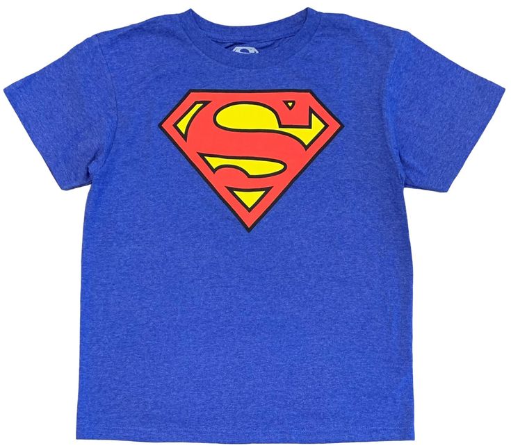 Boy's tee features the classic Superman logo on a soft cotton-poly blend in heather blue. 60/40 cotton-poly blend. Machine washable. Imported. Blue Tri-blend T-shirt With Screen Print, Superman Tshirt, Classic Superman, Superman Boy, Superman Shirt, Outfit Planning, Super Man, Superman Logo, Alt Style