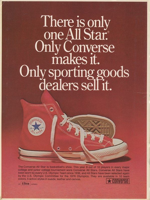 an advertisement for converse shoes with the words, there is only one all star only converse makes it