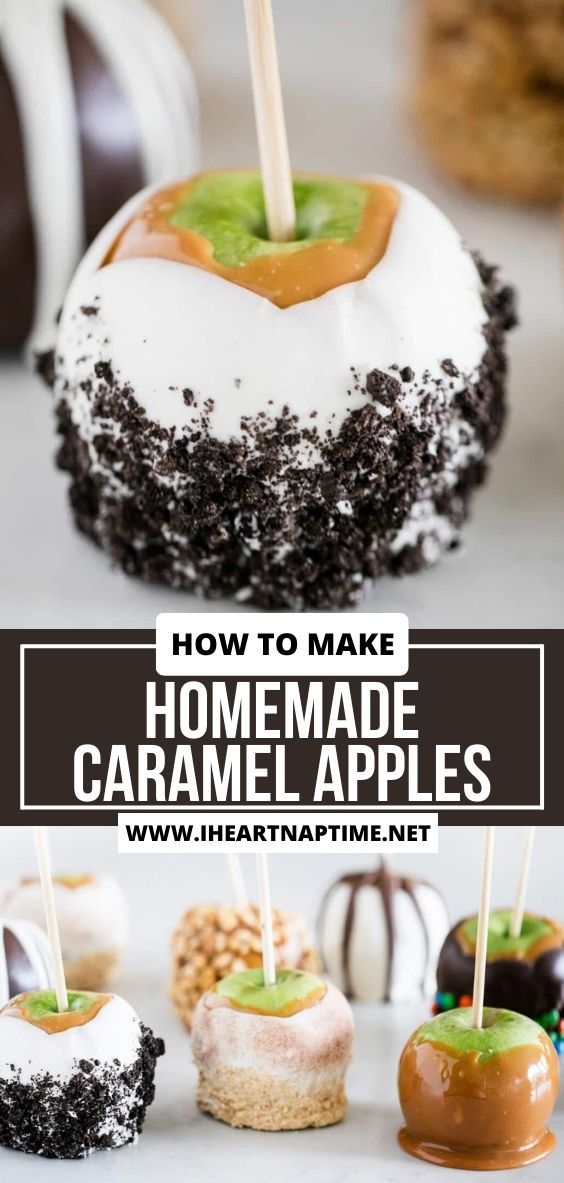 homemade caramel apples with chocolate and marshmallows on top are the perfect treat