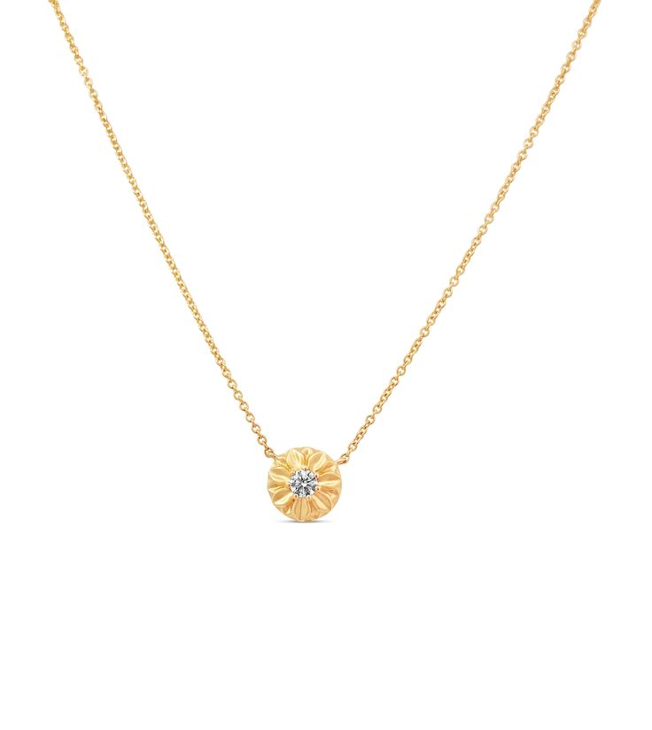 Diamond Flower Necklace - 14K  - Olive & Chain Fine Jewelry Diamond Flower Necklace, Diamond Flower Pendant, Sparkling Diamond, Diamond Flower, Sparkle Diamonds, Flower Pendant, Flower Necklace, Yellow Gold, Chain