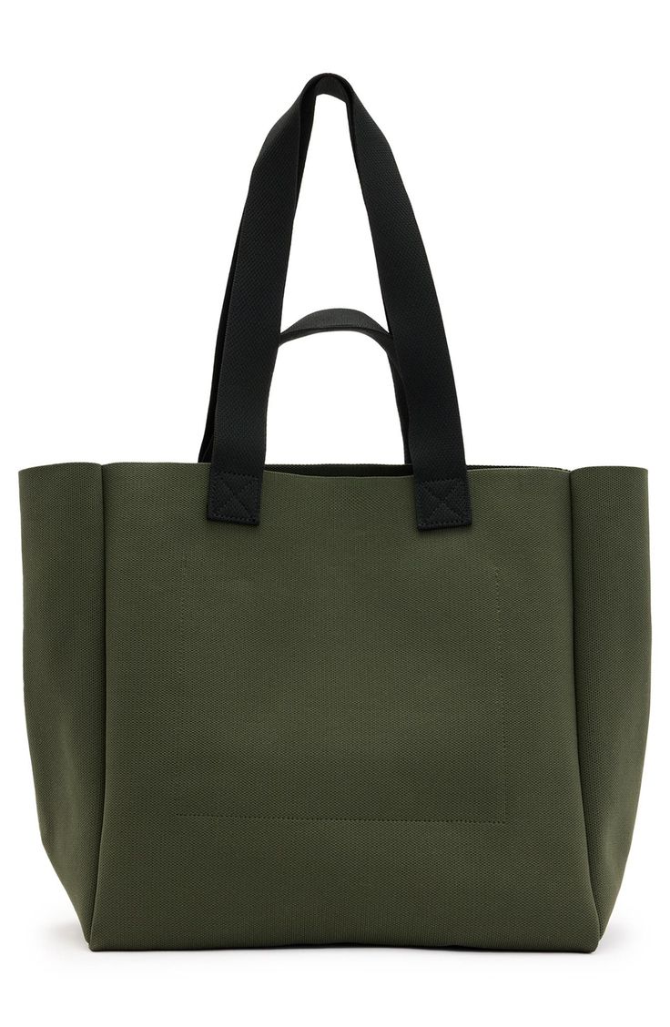 This tote bag is perfect for carrying your essentials and features a convenient pocket along the unlined interior. Open top Top carry handles; shoulder straps Interior wall pocket Unlined Recycled polyester Imported On-the-go Canvas Tote Bag With Reinforced Handles, Green Shoulder Bag With Reinforced Handles For Shopping, Green Tote Shoulder Bag With Reinforced Handles, Allsaints Shoulder Bag With Adjustable Strap For Everyday, Allsaints Casual Shoulder Bag With Adjustable Strap, Allsaints Rectangular Bag With Adjustable Strap, Allsaints Bags For Everyday Use, Allsaints Everyday Bags With Adjustable Strap, Everyday Allsaints Bag With Adjustable Strap