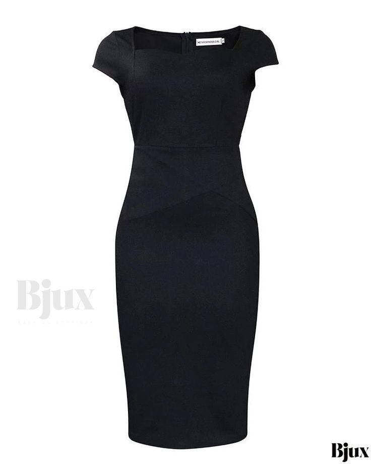 Bjux - Short-Sleeve Solid Color Pencil Dress for Office Work Workwear Stretch Bodycon Dress With Short Sleeves, Stretch Bodycon Dress With Short Sleeves For Work, Short Sleeve Bodycon Midi Dress For Office, Office Bodycon Midi Dress With Short Sleeves, Bodycon Short Sleeve Midi Dress For Office, Bodycon Midi Dress With Short Sleeves For Office, Dress For Office, Skirt Skirt, Color Pencil