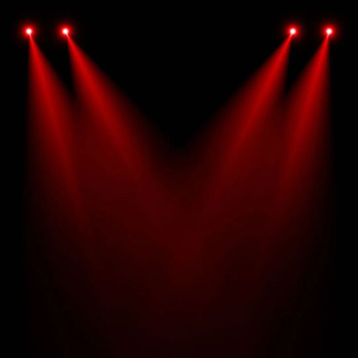 three red spotlights on a black background