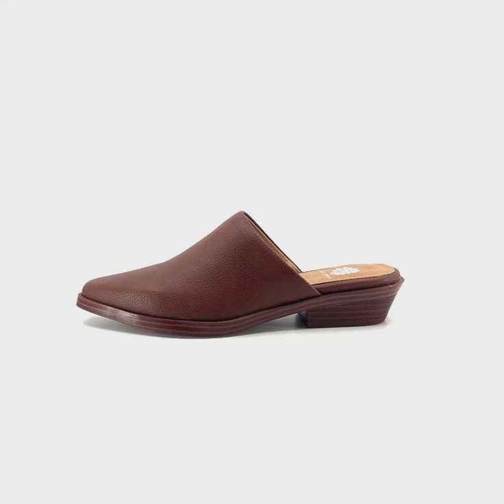 Willard Heeled Mule | Yellow Box Official Site Classic Brown Mules With Stacked Heel, Brown Modern Mules With Pointed Toe, Modern Brown Mules With Pointed Toe, Modern Brown Pointed Toe Mules, Classic Slip-on Mules For Fall, Brown Pointed Toe Mules For Work, Classic Workwear Clogs For Fall, Classic Stacked Heel Mules For Office, Classic Stacked Heel Mules For Fall