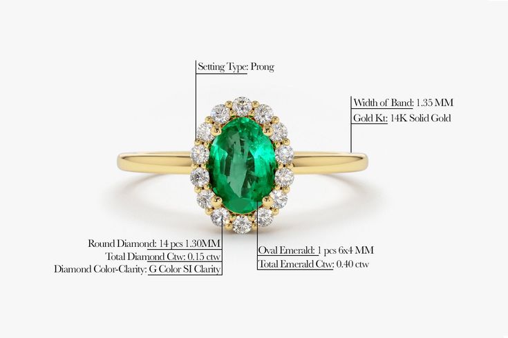 "Emerald Ring / 14k Classic Oval Cut Emerald Ring with Surrounding Diamonds / Natural Emerald Ring in 14k Solid Gold / Mothers Day Gift * If you would like to see the Matching Earrings Please Click Below https://www.etsy.com/listing/604292239/emerald-earrings-14k-oval-cut-emerald?ref=related-4 * If you would like to see the Matching Necklace Please click Below https://www.etsy.com/listing/590436480/emerald-necklace-14k-classic-oval-cut?ref=related-1 Item Features * Made to Order. * Gold KT: 14K Formal Oval Emerald Ring With Halo, Heirloom Emerald Ring With Halo Design, Oval Cluster Ring With Halo For Anniversary, Heirloom Yellow Gold Emerald Ring With Halo Design, Oval 14k Gold Halo Design Jewelry, 14k Gold Oval Halo Jewelry, Oval 14k Gold Halo Jewelry, Oval Halo Ring For Anniversary With Halo Design, Formal 14k Gold Emerald Ring With Halo