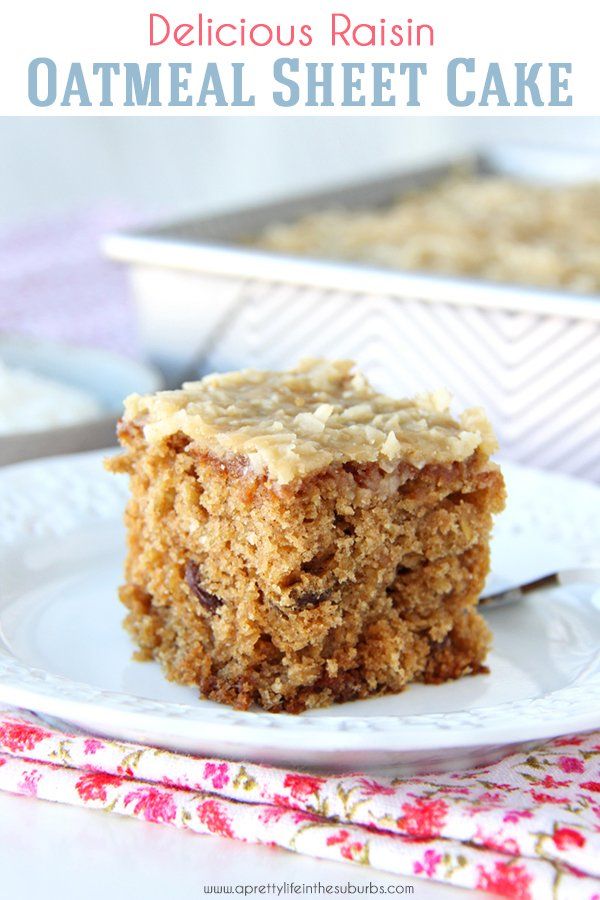 a piece of cake sitting on top of a white plate next to a container of oatmeal