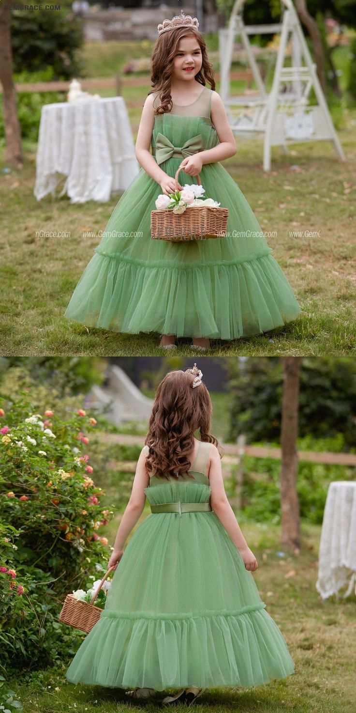 10% off now|Free shipping world-wide. Elegant Green Tulle Flower Girls Long Party Dress 5 Colors at GemGrace. Click to learn our pro custom-made service for wedding dress, formal dress. View #FlowerGirlDresses for more ideas. Green Tulle Bridesmaid Dress For Party, Princess Style Green Ball Gown For Pageant, Green Tulle Dress For Garden Party, Spring Green Ball Gown, Spring Green Princess Dress For Pageant, Green Princess Dress For Spring Pageant, Green Tulle Bridesmaid Ball Gown, Green Tulle Summer Gown, Green Tulle Gown For Summer