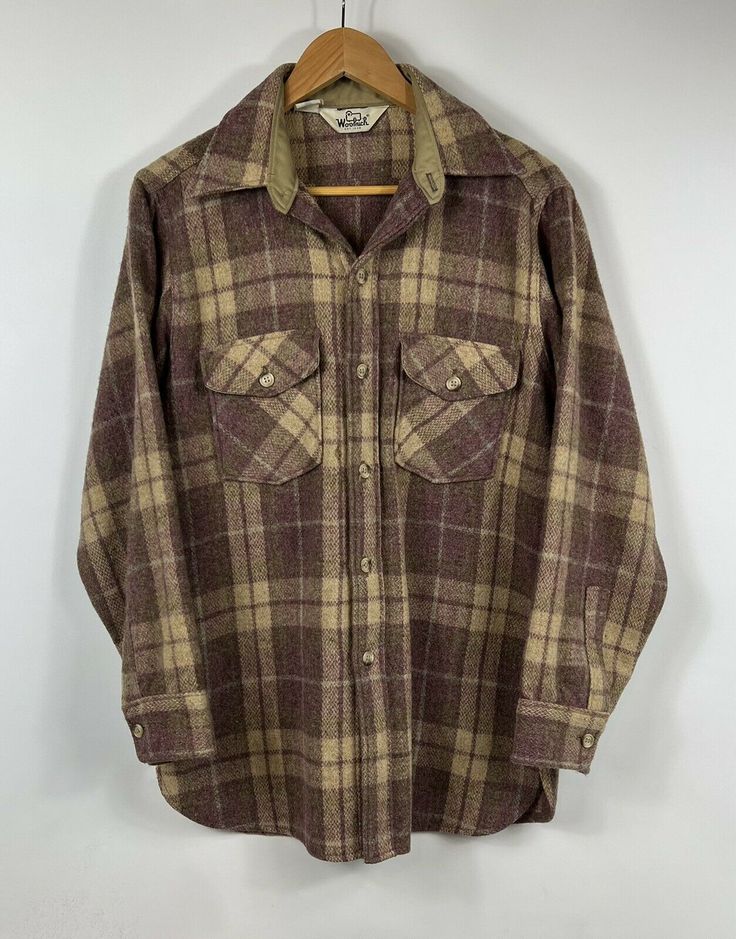 Vintage Woolrich Plaid Flannel Buttondown Shirt Size Medium. Excellent condition Classic Flannel Shirt With Snap Buttons, Vintage Collared Flannel Shirt For Fall, Vintage Plaid Shirt With Pockets, Vintage Collared Flannel Shirt With Button Closure, Vintage Collared Flannel Shirt With Buttons, Vintage Shirt With Spread Collar For Fall, Vintage Button-up Flannel Shirt With Pockets, Brown Vintage Flannel Shirt With Button Closure, Vintage Flannel Button-up Shirt With Pockets