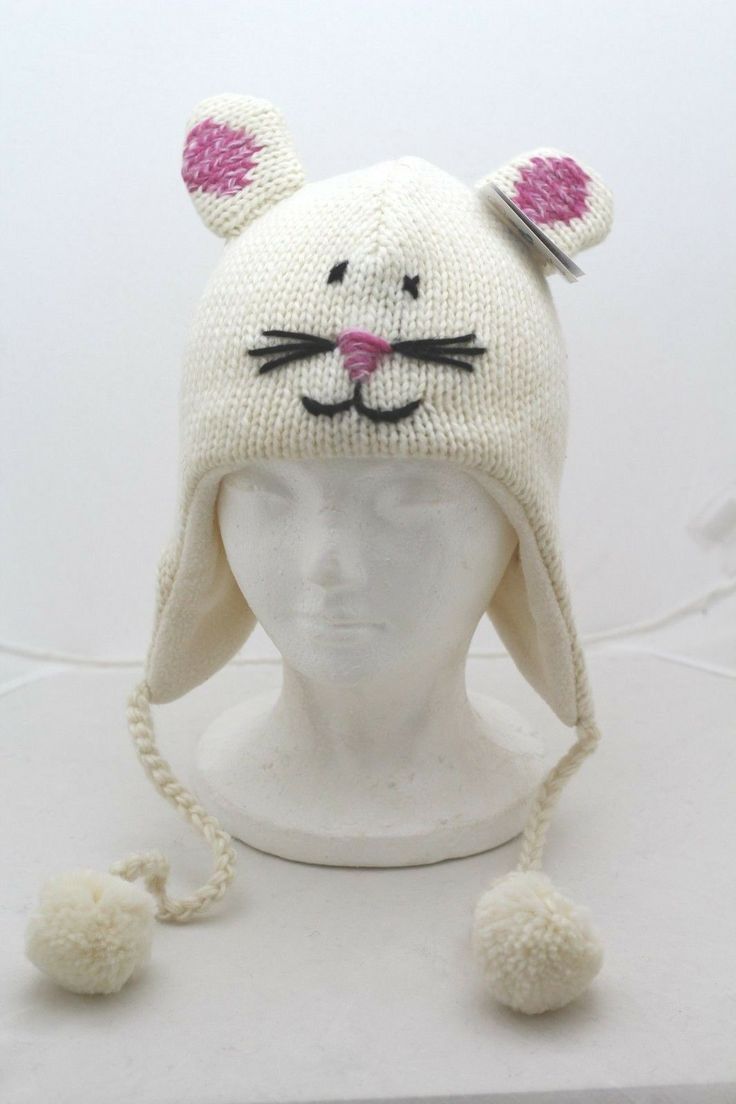 Adult Size ~ Knit Mouse Hat Comfortably Lined ~ Quality Hat Stretchy COMFORTABLE Casual White Bonnet One Size, White Winter Hat, One Size Fits All, Casual White One-size Bonnet, White Winter Hat One Size Fits All, White Acrylic Winter Hat, White Winter Hat One Size, White One-size Hat For Winter, White Knitted Hat For Winter, White Brimmed Beanie For Winter