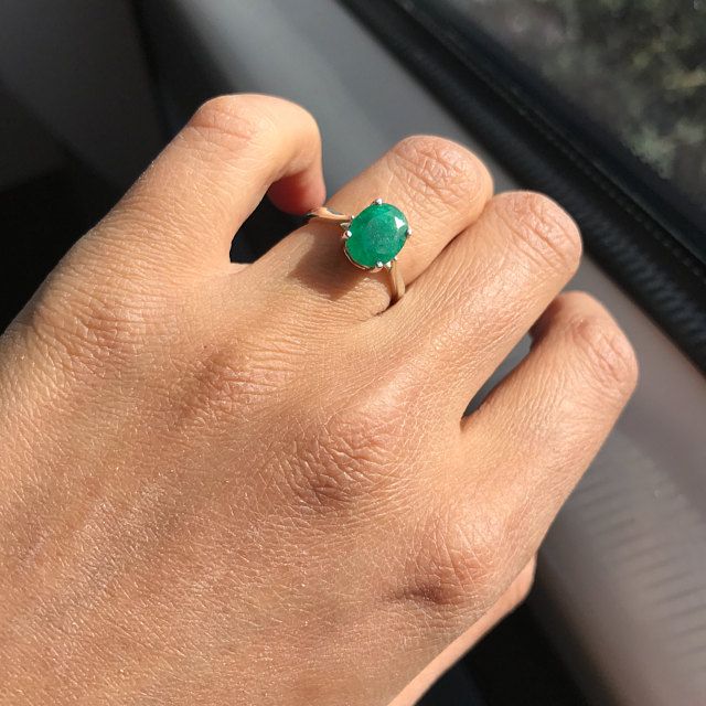 Genuine Emerald Ring Authentic Ring Green Ring Oval Ring | Etsy