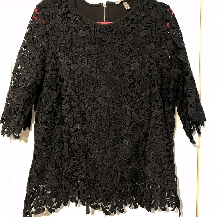 Never Worn! Black Appliqu Overlay Blouse Formal Black Lace Top, Black Lace Formal Tops, Applique Blouse, Overlay Blouse, Womens Tops, Women Shopping, Color, Black