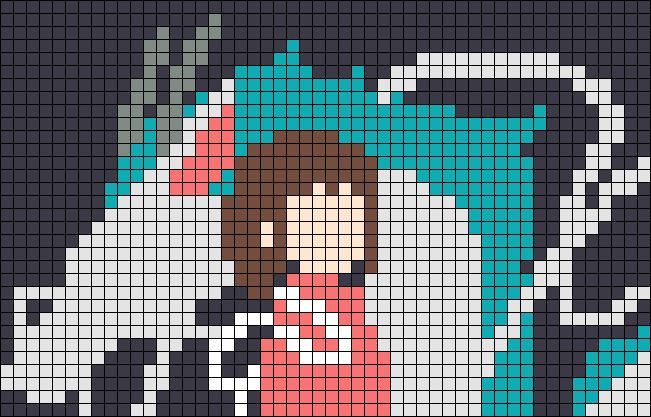 Princess Mononoke Alpha Pattern, Crochet Alpha Pattern Studio Ghibli, Howls Moving Castle Pixel Art Grid, Alpha Patterns Studio Ghibli, Studio Ghibli Grid Pattern, Howls Moving Castle Alpha Pattern, Totoro Alpha Pattern, Alpha Pattern Ghibli, Kawaii Alpha Pattern